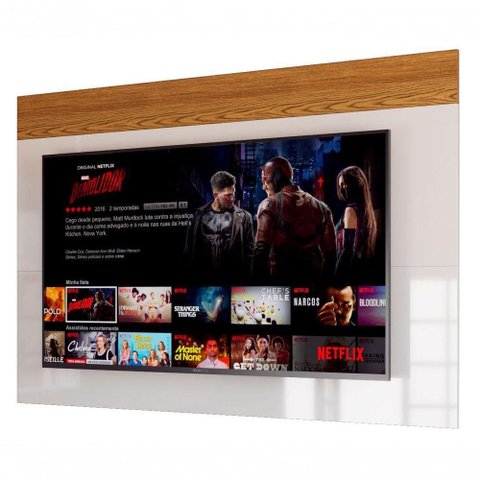 Painel para Tv Life 1.8 Off White com Freijó - Móveisaqui