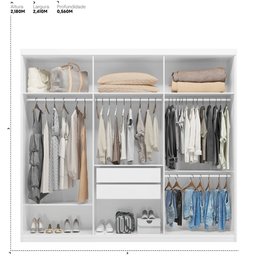 Roupeiro de Casal Venice 100% Mdf 2 Gavetas - Branco Demóbile - 4