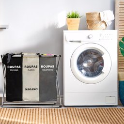 Cesto de Roupa Suja Organizador 3 Divisórias Dobrável - 65 X 40 X 60cm - 2