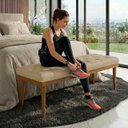 Ver imagem 5 de Recamier Calçadeira Apolo Corano Bege Solteiro 1,00m Base Madeira Pés Palito