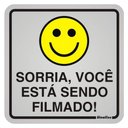 Ver imagem 1 de Placa de Alumínio Auto-adesiva 12x12cm Sorria Você Esta Sendo Filmado - 900 Aj - Sinalize Placa 12x1