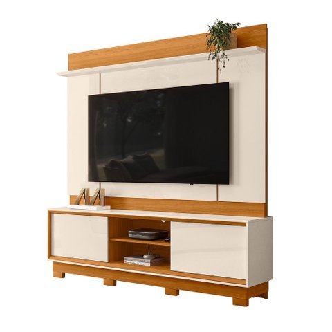 Rack Home Theater Siena 2 Portas com Kit Pés - Cinamomo/off White Madetec
