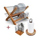 Ver imagem 1 de Kit Escorredor de Madeira + Porta Talheres + Porta Papel Toalha - Stolf