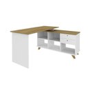 Ver imagem 5 de Kit Home Office Completo Escrivaninha Mesa Escritório em L Gold com Gaveteiro Branco/Olmo Artany