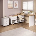 Ver imagem 1 de Kit Home Office Completo Escrivaninha Mesa Escritório em L Gold com Gaveteiro Branco/Olmo Artany