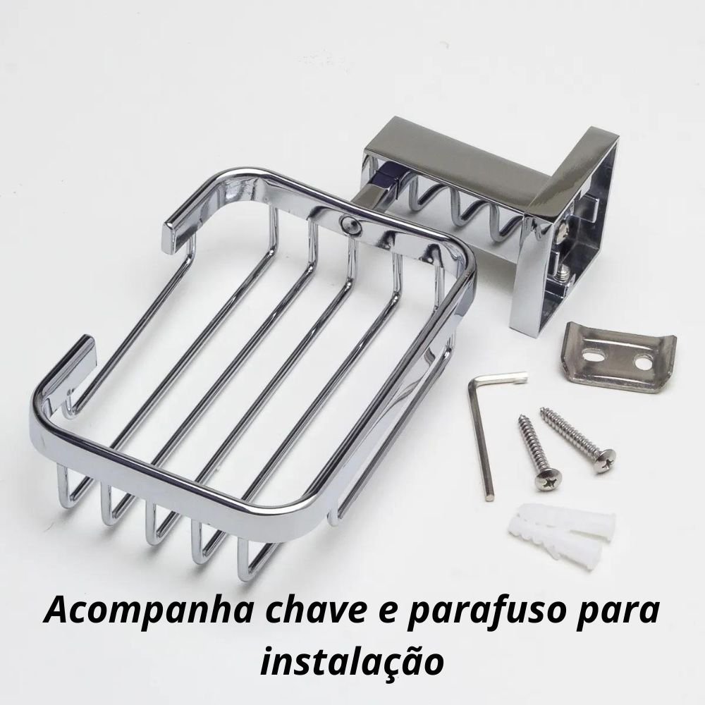 Saboneteira Cesto Metal Inox Quadrado Aço Inox - 7