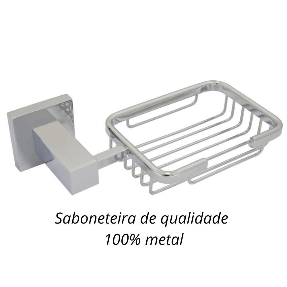 Saboneteira Cesto Metal Inox Quadrado Aço Inox - 2