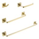 Ver imagem 1 de Kit Acessórios para Banheiro Dourado Fosco Quadrado Barra Simples em Aço Inox 4 Peças