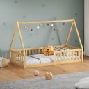Ver imagem 1 de Cama Infantil Montessoriana Solteiro Madeira Casinha de Chão Nicolas Natural Idimex