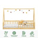 Ver imagem 3 de Cama Infantil Montessoriana Solteiro Madeira Casinha de Chão Nicolas Natural Idimex
