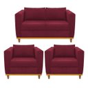 Ver imagem 1 de Kit Sofá 2 Lugares e 2 Poltronas Europa Suede Doce Sonho Móveis - Bordô