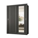 Ver imagem 5 de Guarda Roupa Solteiro 2 Portas Darvi Lux Carraro Ripado Preto Touch