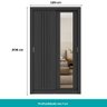 Guarda Roupa Solteiro 2 Portas Darvi Lux Carraro Ripado Preto Touch - 7