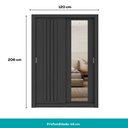 Ver imagem 7 de Guarda Roupa Solteiro 2 Portas Darvi Lux Carraro Ripado Preto Touch