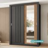 Guarda Roupa Solteiro 2 Portas Darvi Lux Carraro Ripado Preto Touch - 10