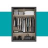 Guarda Roupa Solteiro 2 Portas Darvi Lux Carraro Ripado Preto Touch - 12