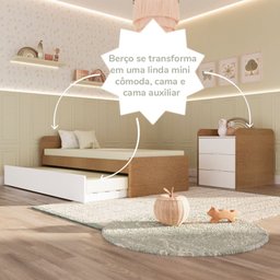 Berço Multifuncional Americano Bicama Gaveteiro Cléo 100% MDF com Bétula Branco - 8 Berço Multifuncional Americano Bicama Gaveteiro Cléo 100% MDF com Bétula Branco - 8