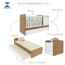 Berço Multifuncional Americano Bicama Gaveteiro Cléo 100% MDF com Bétula Branco - 5 Berço Multifuncional Americano Bicama Gaveteiro Cléo 100% MDF com Bétula Branco - 5