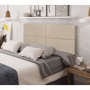 Ver imagem 1 de Cabeceira Viuva ou Solteirão em Cruz Estofada Suspensa para Quarto - 128 Cm - Bege Suede