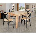 Ver imagem 1 de Mesa Jantar Retangular Aurora 120X80 Com 4 Cadeiras Paris Base Alumínio - Natural - Marrom
