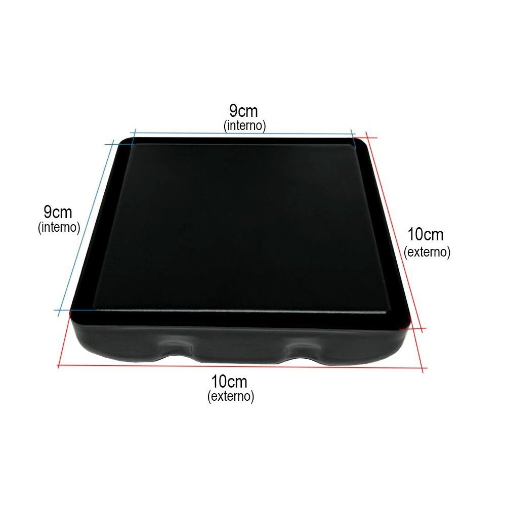 Ralo em metal Square Tampa Oculta Invisivel 10x10 preto - 7