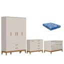 Ver imagem 1 de Quarto de Bebê Flip com Cômoda Sapateira Areia Acetinado com Colchão Ortobom - Reller