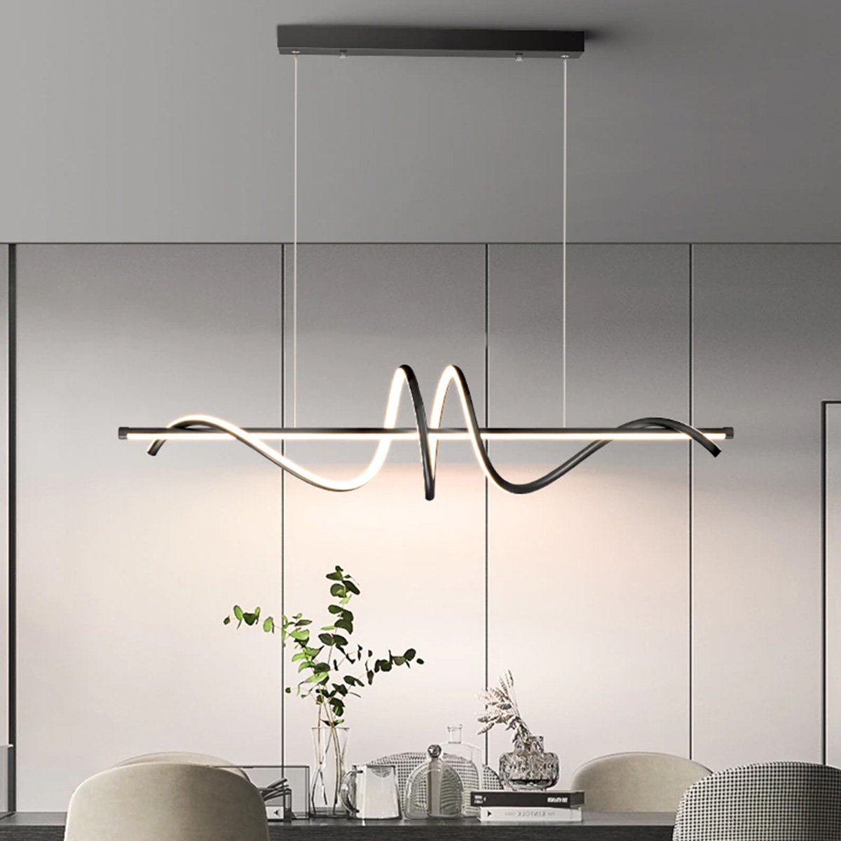 Lustre Pendente 120cm 50w Led 3000k Preto Fosco Bivolt Moderno Sala de Jantar - 2