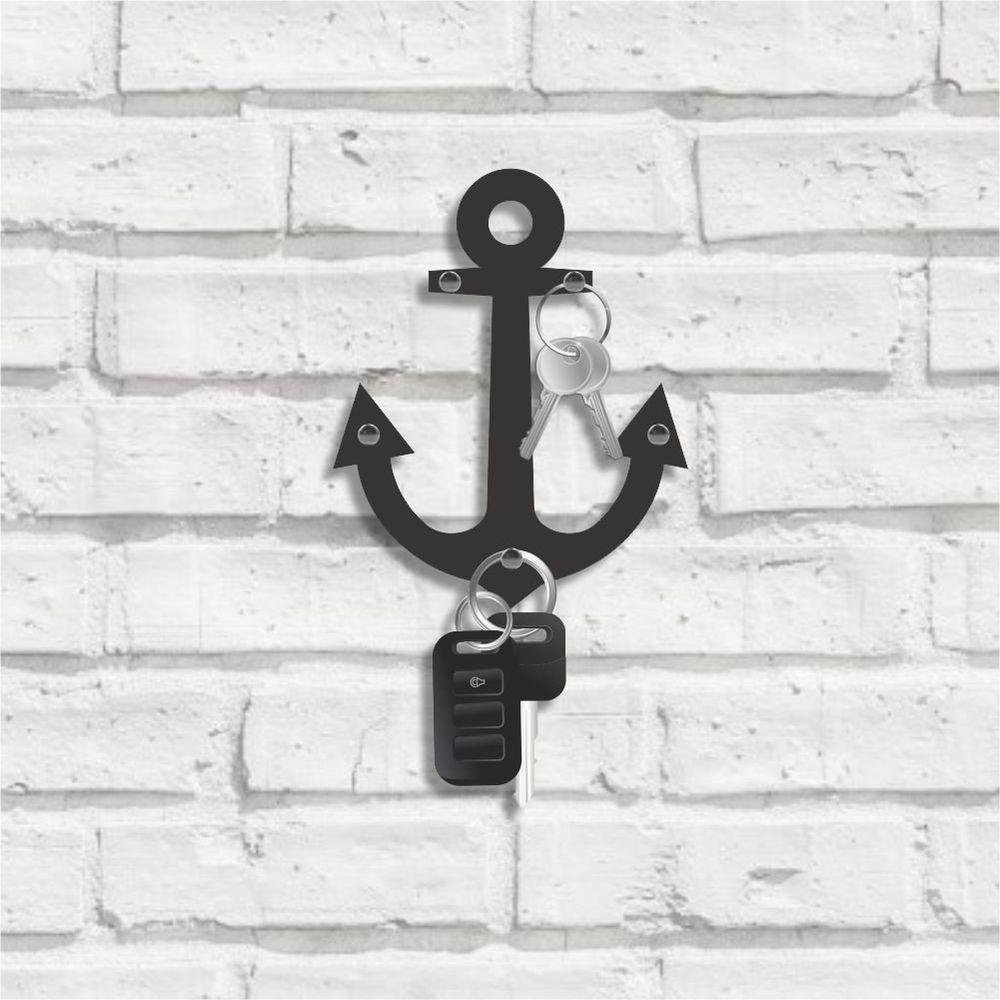 Porta Chaves Decorativo Em Mdf Âncora Naval - 1