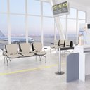Ver imagem 2 de Cadeira Longarina 3 Lugares Aeroporto Recepção Cromado Baixa Flexi P03 Vinil Bege - lyam