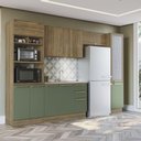 Ver imagem 2 de Cozinha Completa 5 Peças com Armário e Balcão Kappesberg Botânic 320cm Nogueira/verde Oliva -