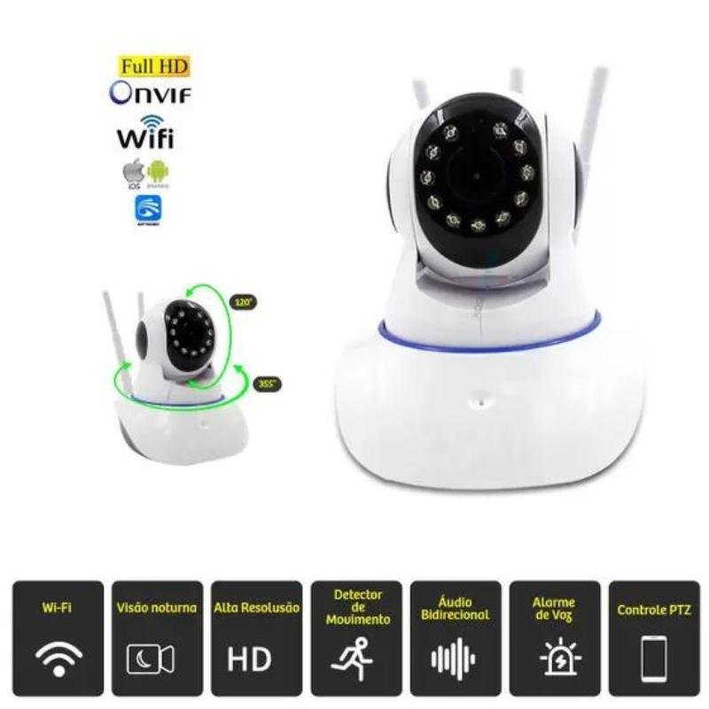 Baba Eletronica Camera Ip Wifi Sd Visao Noturna 3 Antenas - 4