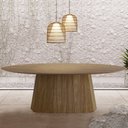 Ver imagem 5 de Mesa Sala de Jantar 8 Lugares 250cm Tampo com Vidro Oval Talocan Nogueira - Gran Belo