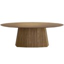 Ver imagem 1 de Mesa Sala de Jantar 8 Lugares 250cm Tampo com Vidro Oval Talocan Nogueira - Gran Belo