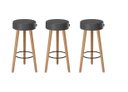 Ver imagem 1 de Kit 3 Banquetas Alta 80 Cm Estofada Corino Preto Retrô Pé Palito Cozinha Área Gourmet Balcão Bancada