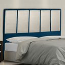 Ver imagem 1 de Cabeceira Cama Box Casal Napoli 140 Cm Suede Azul Marinho e Bege Claro - MV Estofados Shop