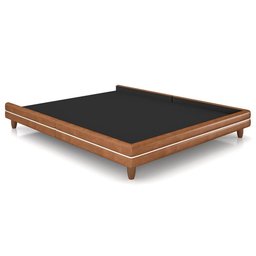 Cama Casal King Base Box Pés Madeira 203cm Suném P05 Couríssimo Whisky Bouclê Cru - Lyam Decor - 2