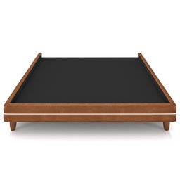 Cama Casal King Base Box Pés Madeira 203cm Suném P05 Couríssimo Whisky Bouclê Cru - Lyam Decor - 4