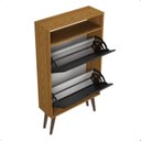 Ver imagem 3 de Sapateira com 2 Portas Basculantes Drex Estilo Retrô para Hall de Entrada ou Quarto - Nature com Pre