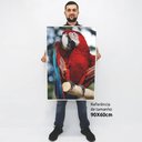 Ver imagem 2 de Quadro Decorativo em Canvas Arara Vermelha TaColado Moldura Flutuante 4,5cm Freijó 90 x 60cm