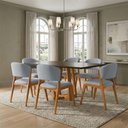 Ver imagem 1 de Mesa Julia 1,6m Freijó Pés Cerejeira Madeira Maciça 6 Cadeiras Kethellen - Cinza Linho