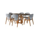 Ver imagem 3 de Mesa Julia 1,6m Freijó Pés Cerejeira Madeira Maciça 6 Cadeiras Kethellen - Cinza Linho