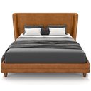 Ver imagem 3 de Cabeceira Casal Nilo 140cm com Cama Pés Madeira Suném P05 Couríssimo Whisky - Lyam Decor