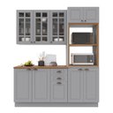 Ver imagem 2 de Armário de Cozinha Modulada Compacta Fidelitá Nara 100% MDF 3 Peças 190cm 10 Portas 2 Gavetas com