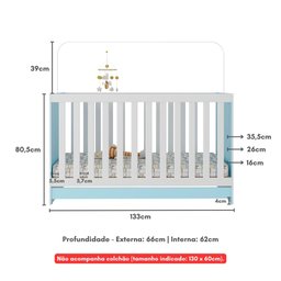Berço 3 em 1 para Colchão 130 X 60cm Doce de Leite Multimóveis Mp0527r - 7