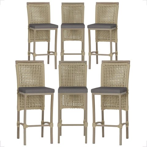 6 Banqueta em Alumínio Roma Fendi Corda Náutica Tecido 11