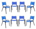 Ver imagem 2 de Kit com 8 Cadeiras Iso para Escola Escritório Comércio Azul Base Preta Ecomhome