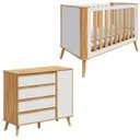 Ver imagem 1 de Kit Berço com Cômoda Quarto de Bebê Mdf Off White Amêndoa