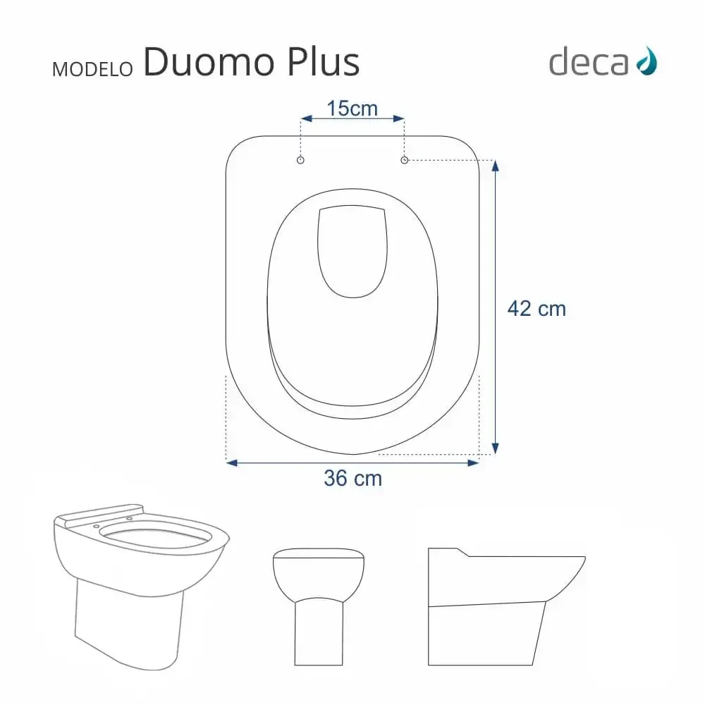 Assento Sanitário Poliéster Duomo Plus Branco para vaso Deca - 4