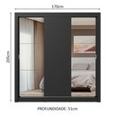 Ver mais imagens de Guarda-roupa Casal 3 Portas de Correr com Espelhos Preto Nobre Madesa Preto