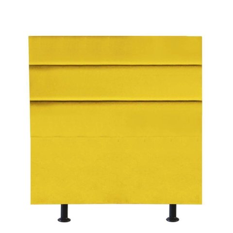 Cabeceira Estofada Cama Box Solteiro 100cm Argentina Corino Amarelo- Mabe Magazine